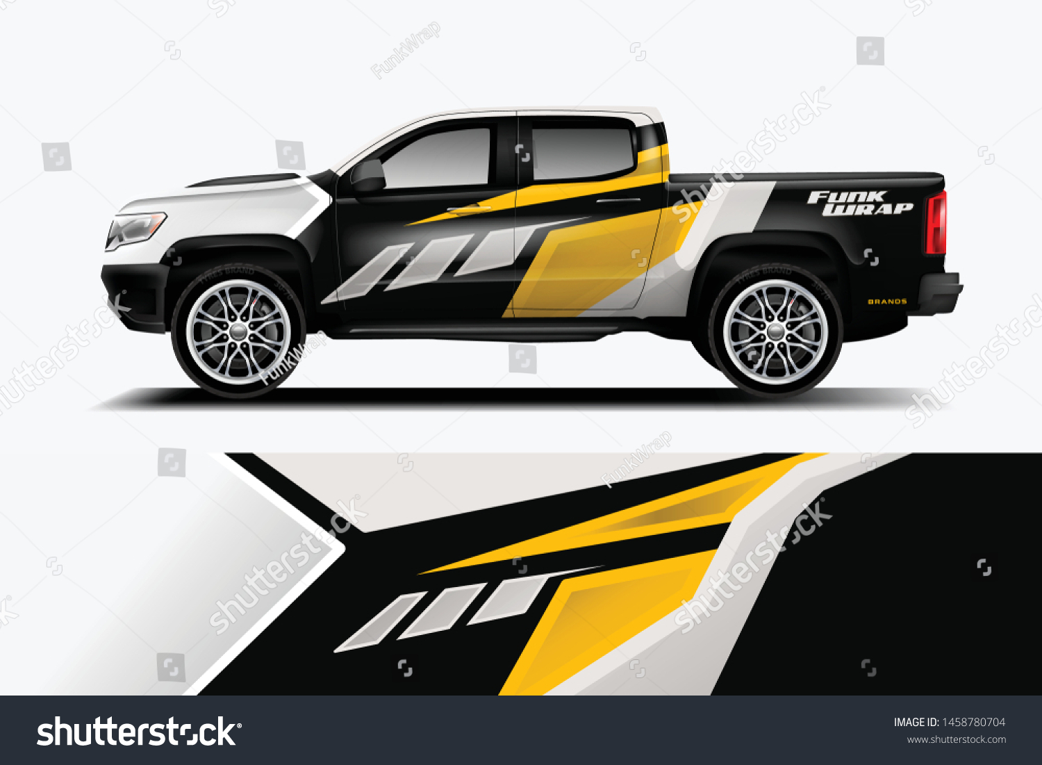 Truck wrap design vector. Graphic abstract stripe racing background kit designs for wrap vehicle, race car, rally, adventure and livery dekal