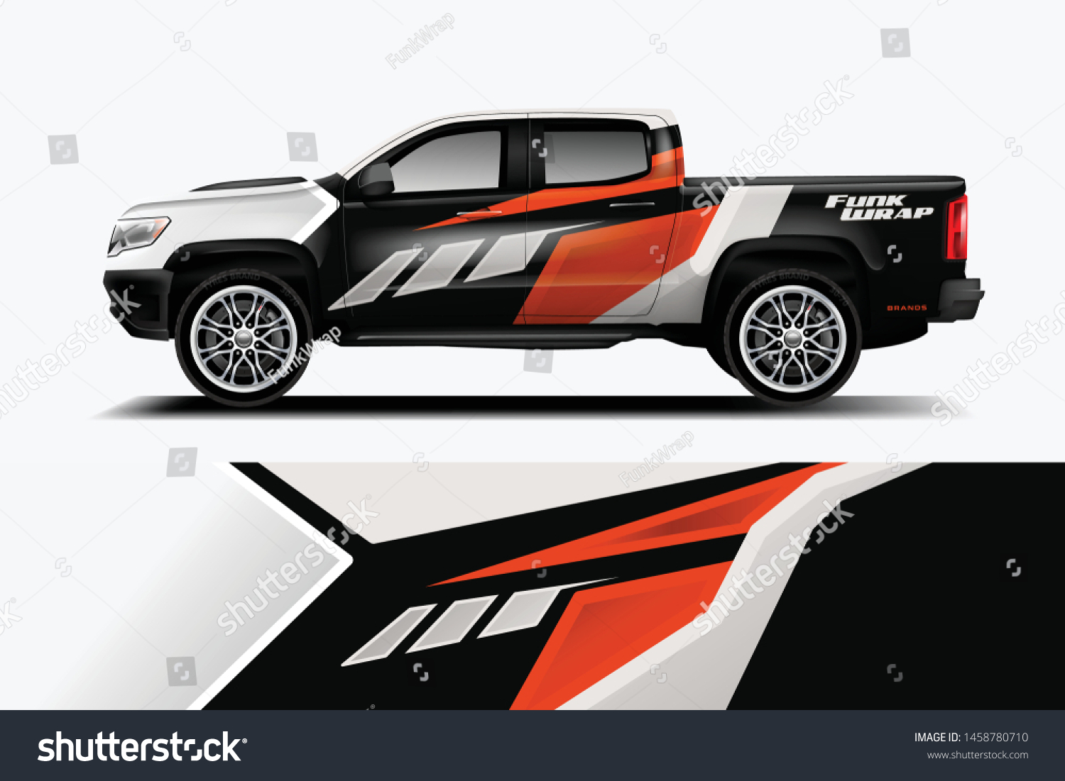 Truck wrap design vector. Graphic abstract stripe racing background kit designs for wrap vehicle, race car, rally, adventure and livery dekal