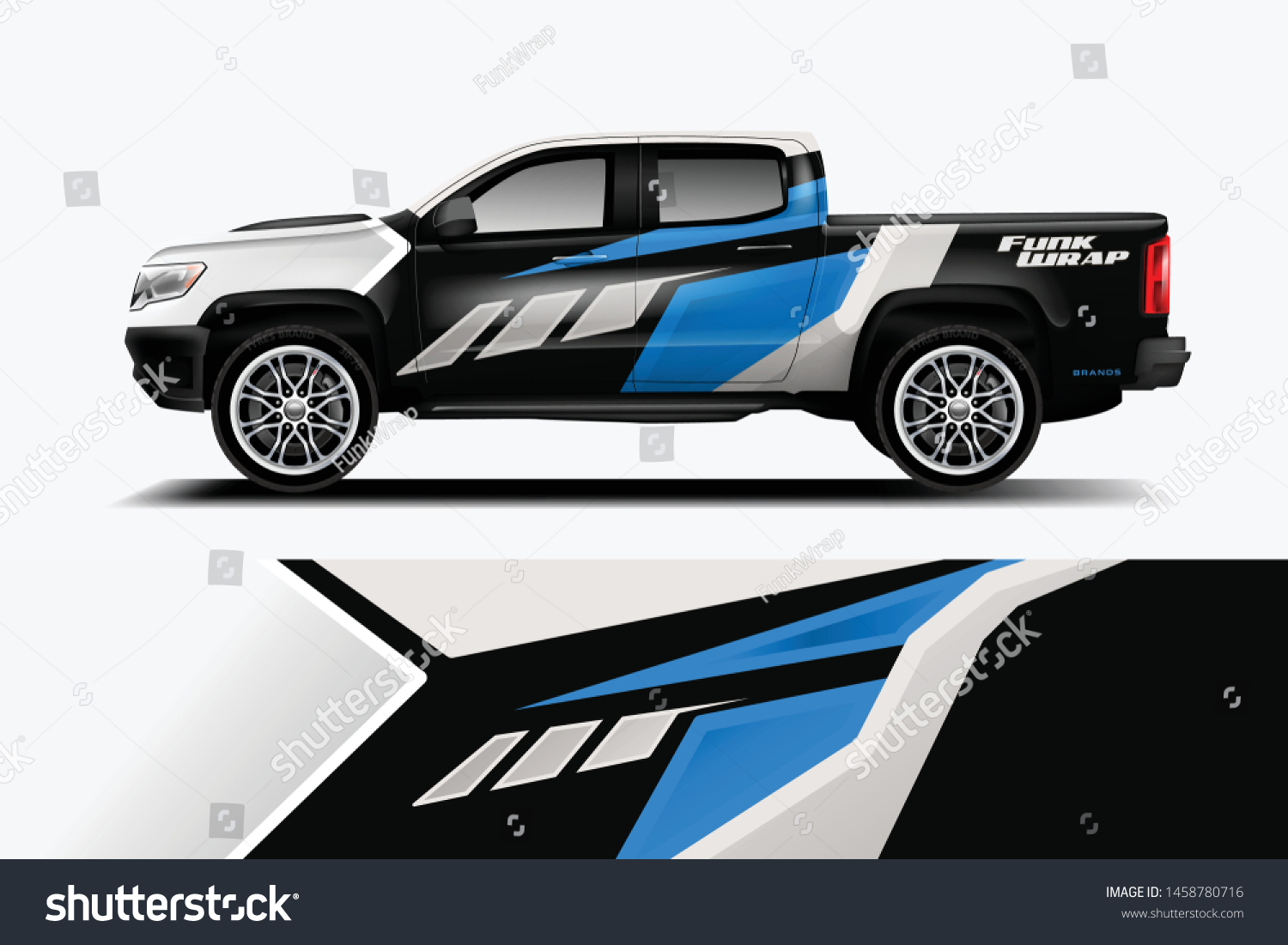 Truck wrap design vector. Graphic abstract stripe racing background kit designs for wrap vehicle, race car, rally, adventure and livery dekal