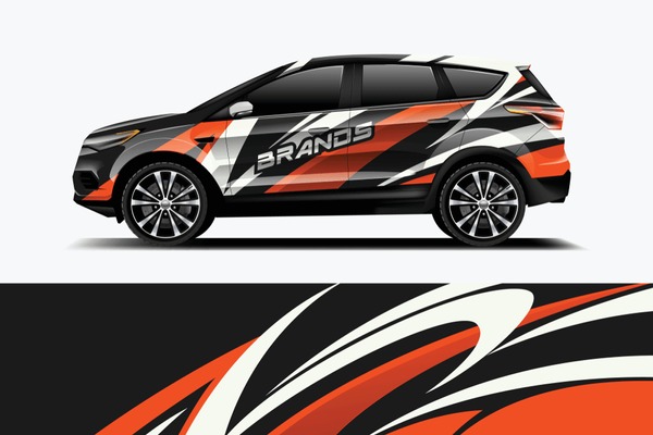 Company branding Car decal wrap design vector. Graphic abstract stripe racing background kit designs company car dekal