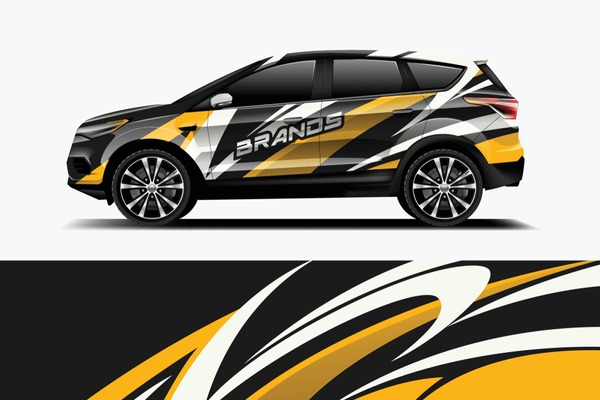 Company branding Car decal wrap design vector. Graphic abstract stripe racing background kit designs company car dekal