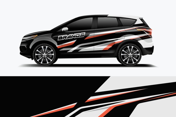 Company branding Car decal wrap design vector. Graphic abstract stripe racing background kit designs company car dekal