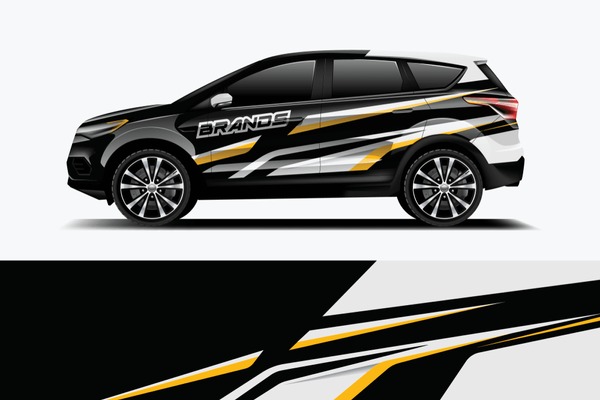 Company branding Car decal wrap design vector. Graphic abstract stripe racing background kit designs company car dekal