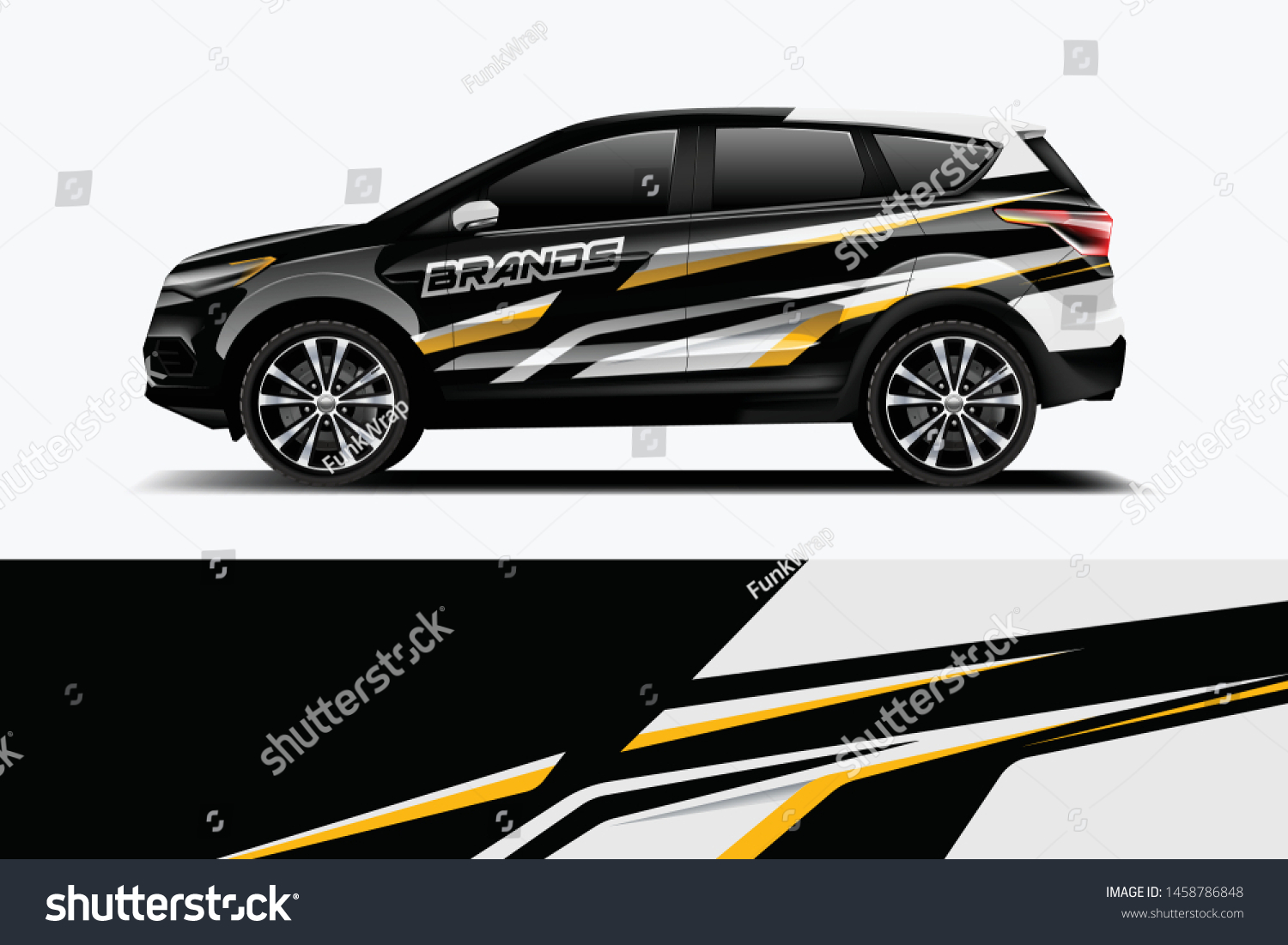 Company branding Car decal wrap design vector. Graphic abstract stripe racing background kit designs company car dekal
