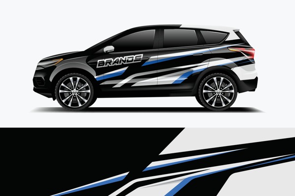 Company branding Car decal wrap design vector. Graphic abstract stripe racing background kit designs company car dekal