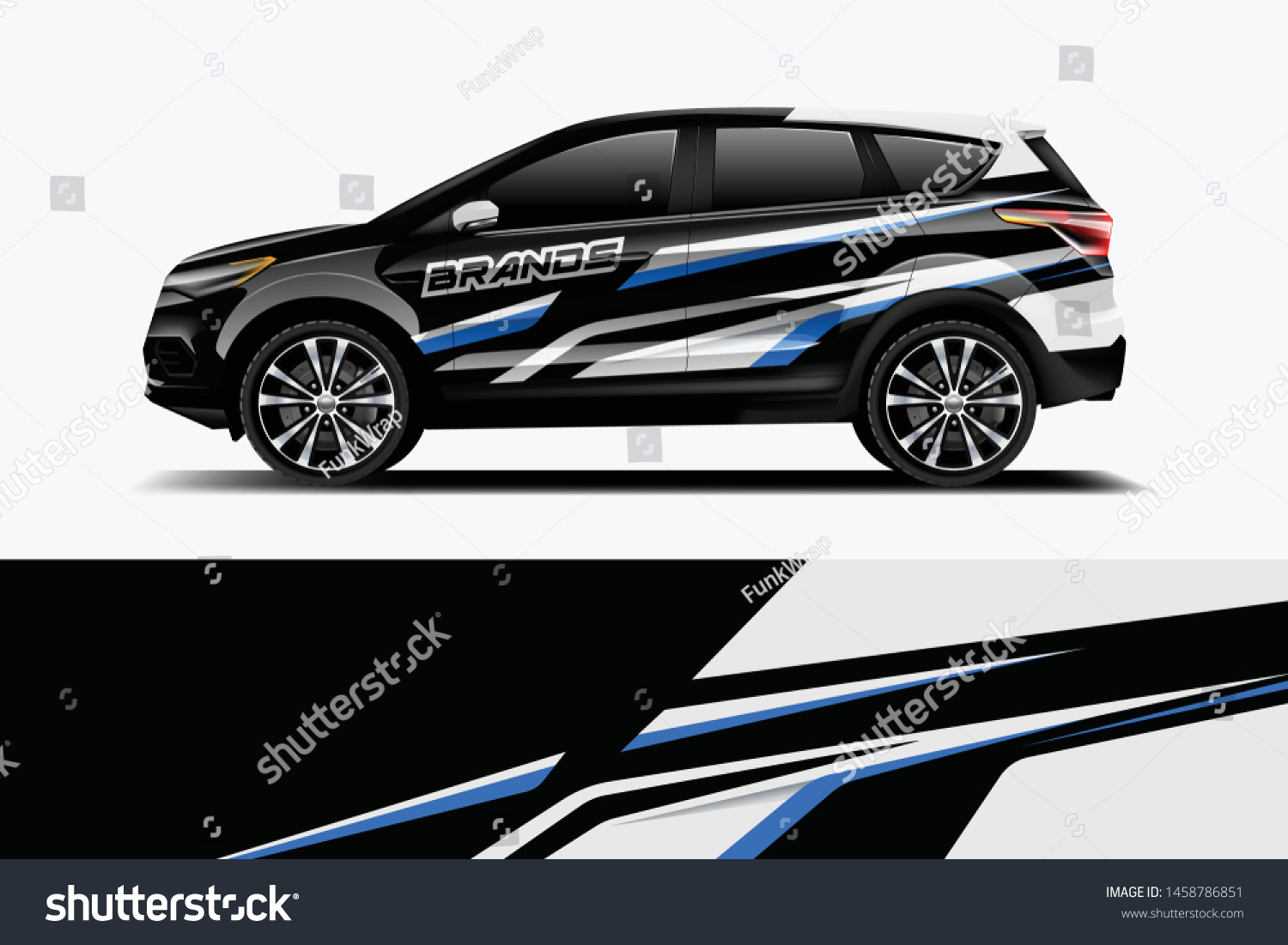 Company branding Car decal wrap design vector. Graphic abstract stripe racing background kit designs company car dekal