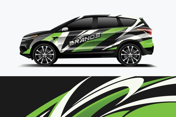 Company branding Car decal wrap design vector. Graphic abstract stripe racing background kit designs company car dekal