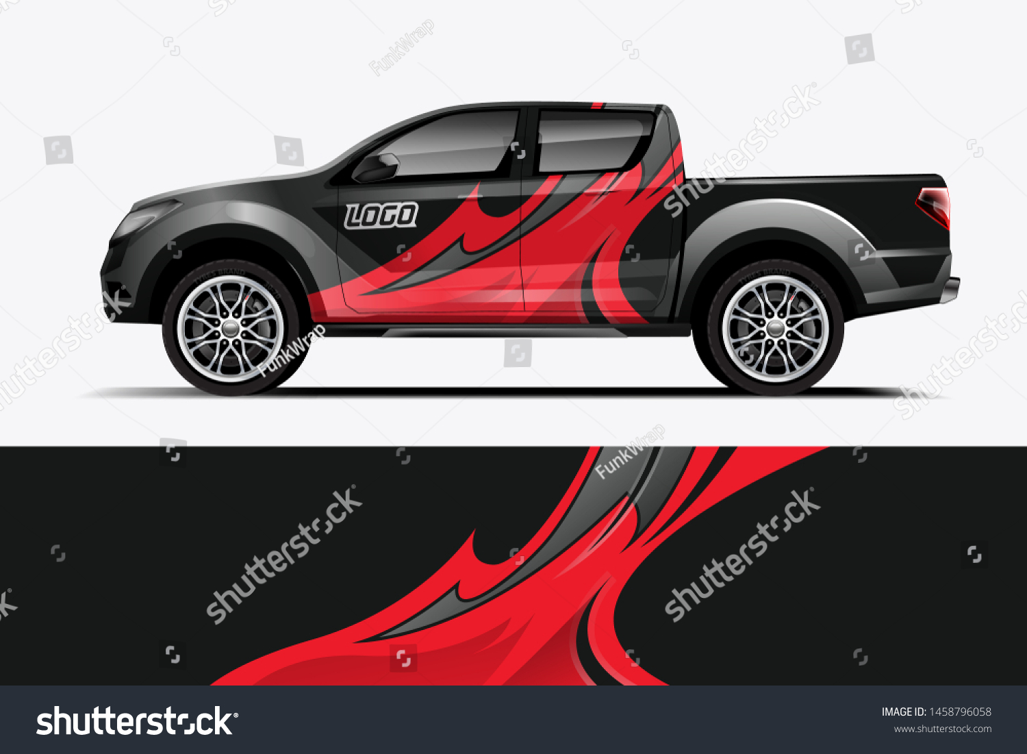 Truck wrap design vector. Graphic abstract stripe racing background kit designs for wrap vehicle, race car, rally, adventure and livery dekal