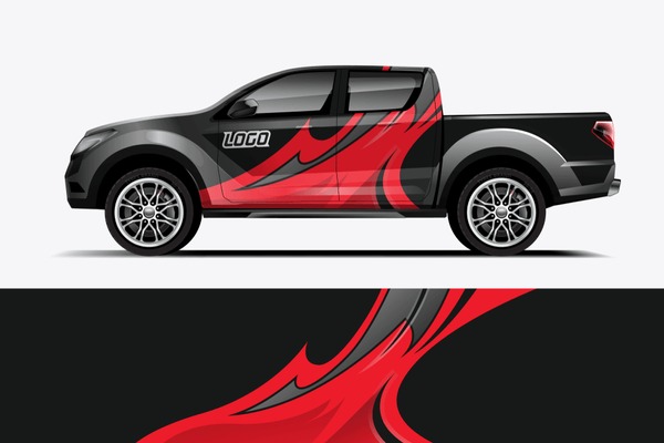 Truck wrap design vector. Graphic abstract stripe racing background kit designs for wrap vehicle, race car, rally, adventure and livery dekal