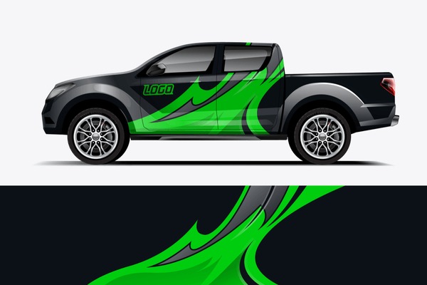 Truck wrap design vector. Graphic abstract stripe racing background kit designs for wrap vehicle, race car, rally, adventure and livery dekal