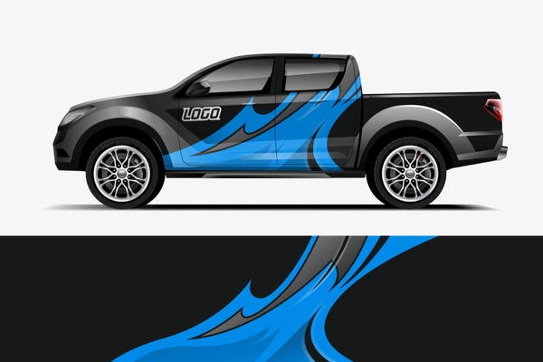 Truck wrap design vector. Graphic abstract stripe racing background kit designs for wrap vehicle, race car, rally, adventure and livery dekal