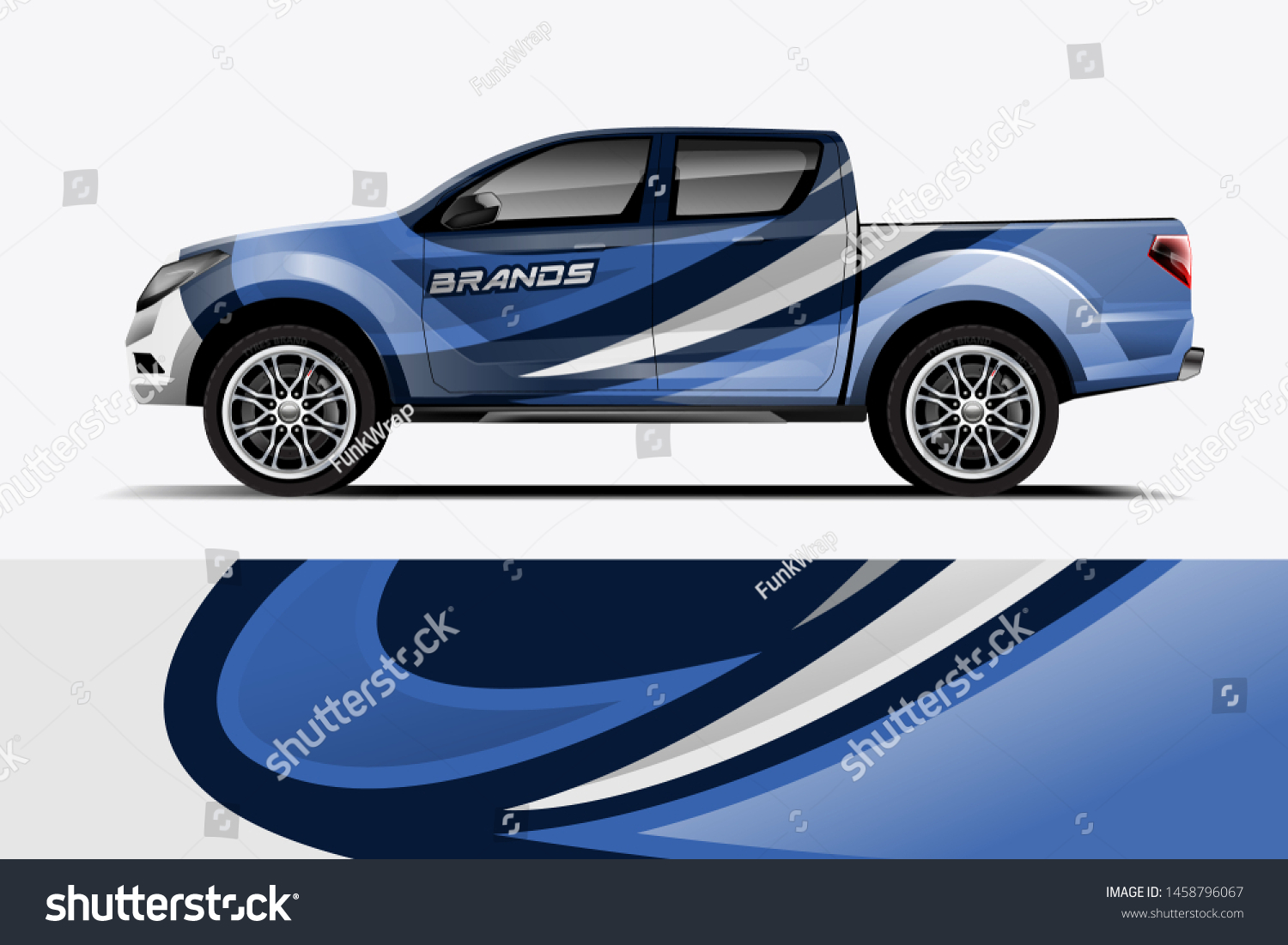 Truck wrap design vector. Graphic abstract stripe racing background kit designs for wrap vehicle, race car, rally, adventure and livery dekal