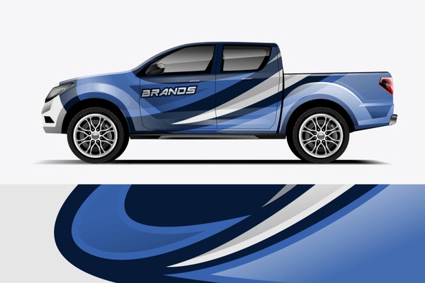 Truck wrap design vector. Graphic abstract stripe racing background kit designs for wrap vehicle, race car, rally, adventure and livery dekal