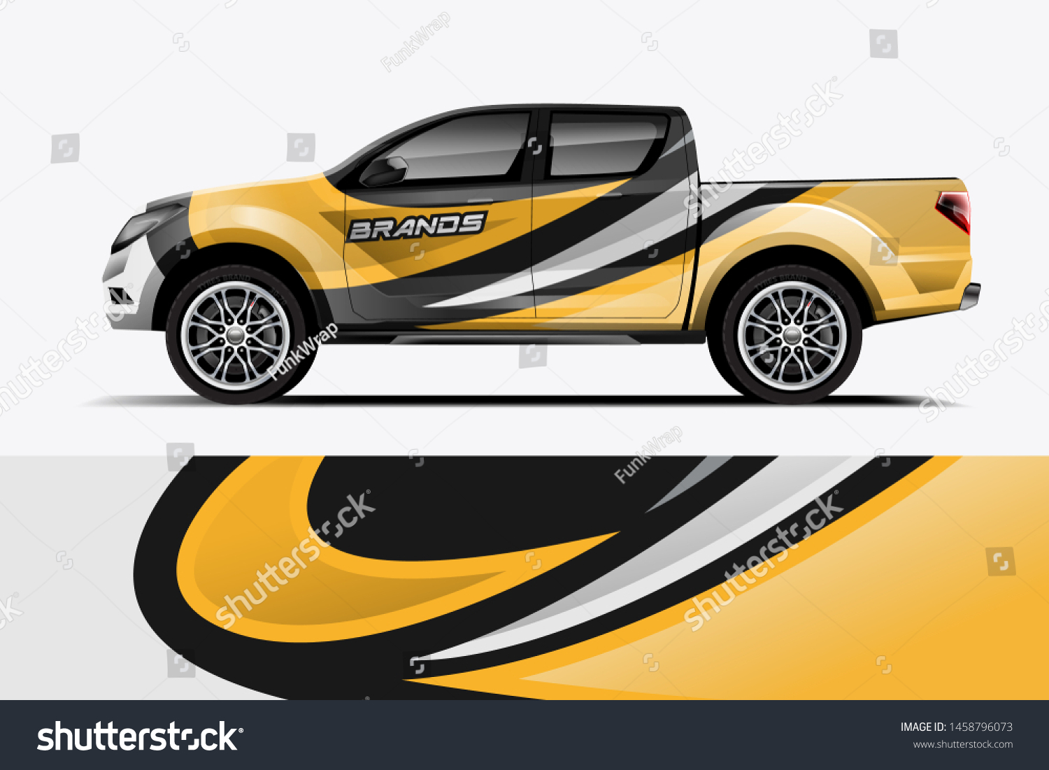 Truck wrap design vector. Graphic abstract stripe racing background kit designs for wrap vehicle, race car, rally, adventure and livery dekal