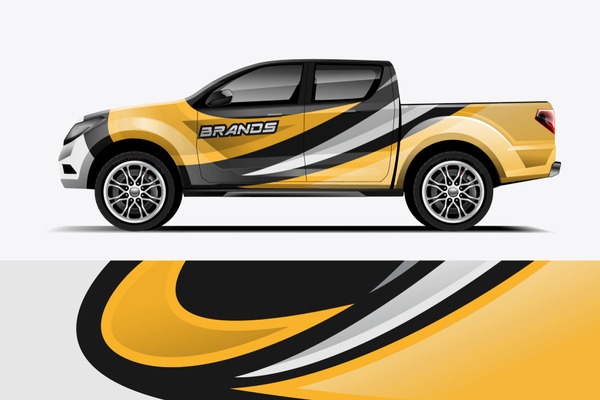 Truck wrap design vector. Graphic abstract stripe racing background kit designs for wrap vehicle, race car, rally, adventure and livery dekal