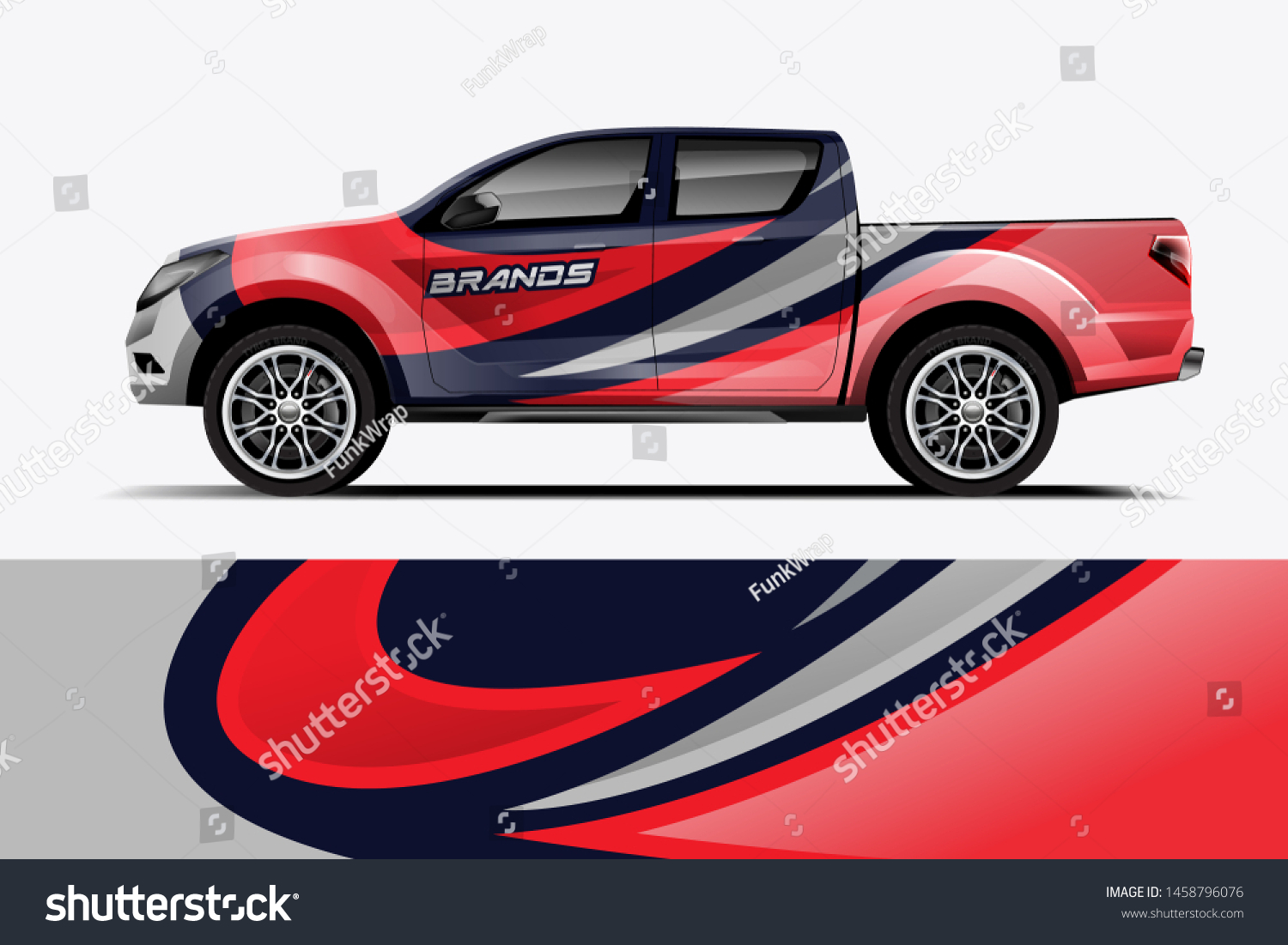 Truck wrap design vector. Graphic abstract stripe racing background kit designs for wrap vehicle, race car, rally, adventure and livery dekal