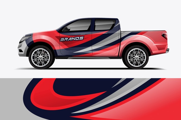 Truck wrap design vector. Graphic abstract stripe racing background kit designs for wrap vehicle, race car, rally, adventure and livery dekal