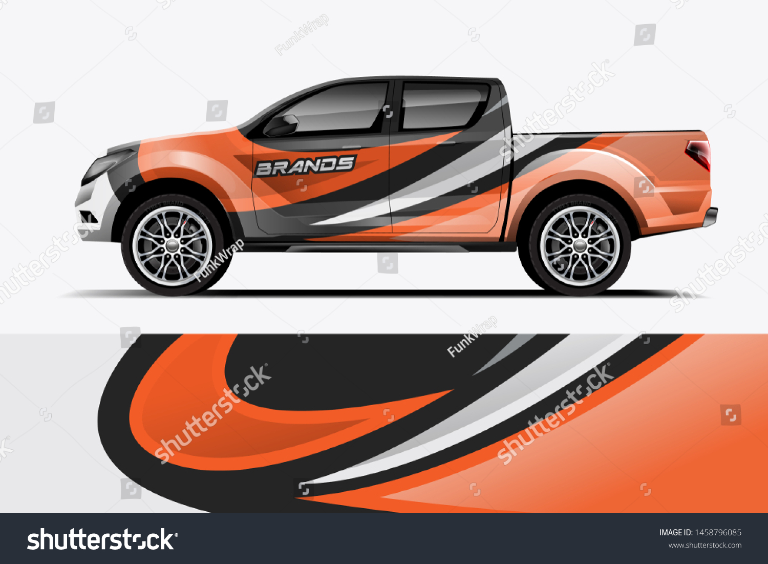 Truck wrap design vector. Graphic abstract stripe racing background kit designs for wrap vehicle, race car, rally, adventure and livery dekal