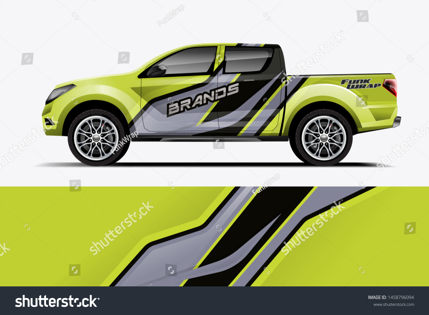 Truck wrap design vector. Graphic abstract stripe racing background kit designs for wrap vehicle, race car, rally, adventure and livery dekal