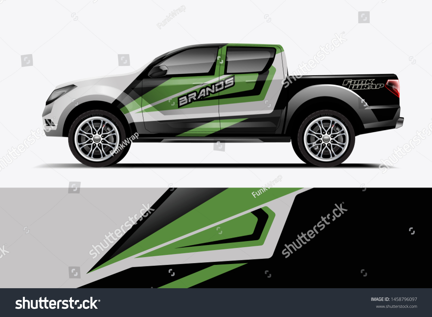 Truck wrap design vector. Graphic abstract stripe racing background kit designs for wrap vehicle, race car, rally, adventure and livery dekal