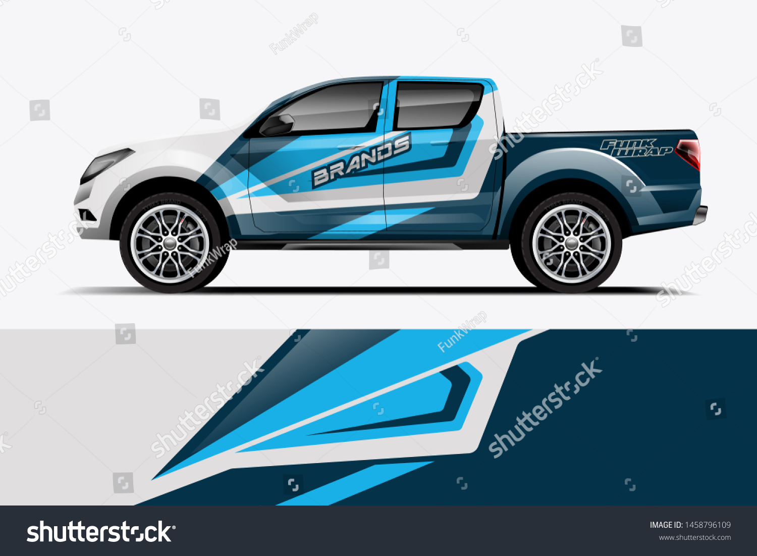 Truck wrap design vector. Graphic abstract stripe racing background kit designs for wrap vehicle, race car, rally, adventure and livery dekal