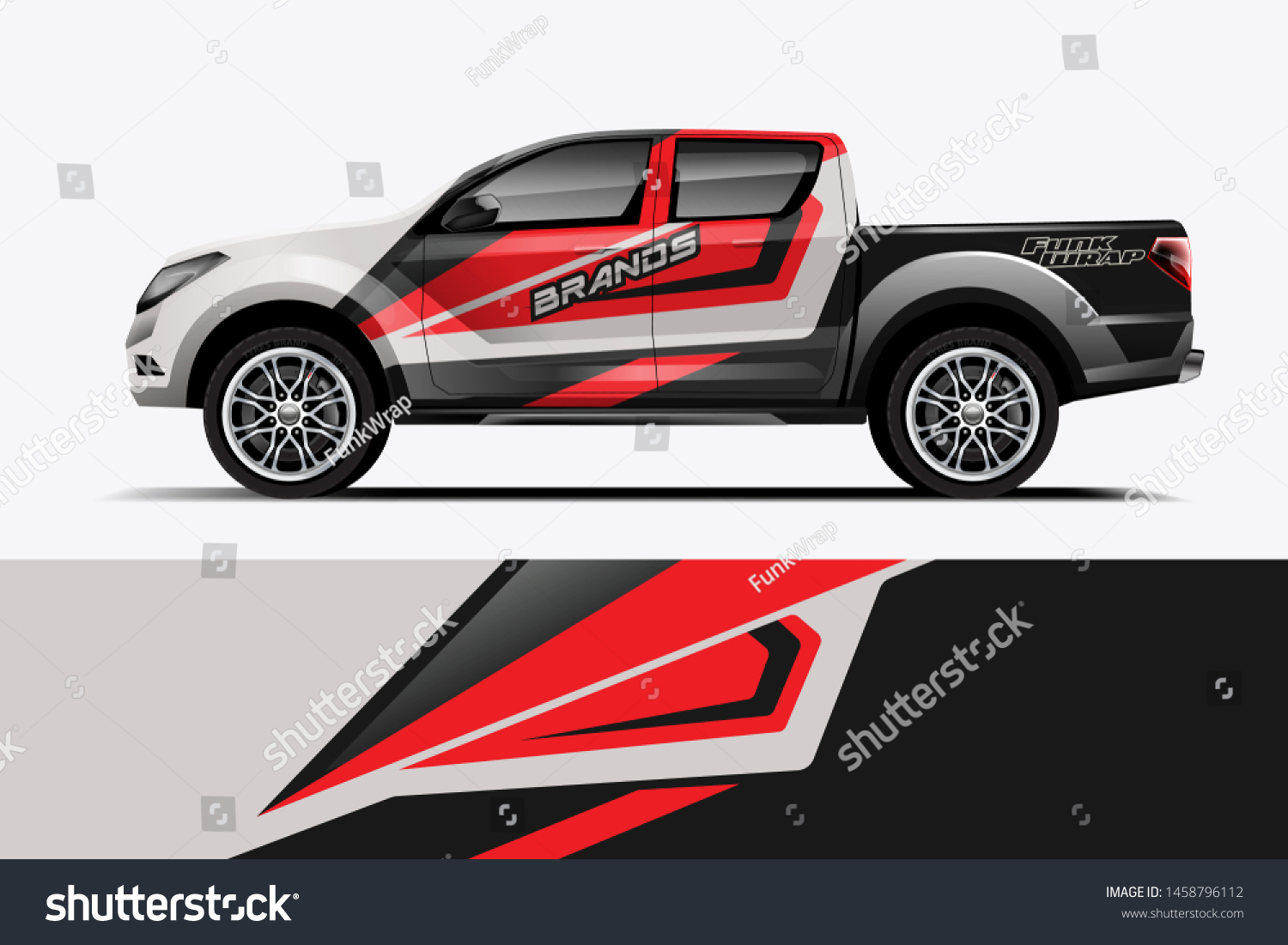 Truck wrap design vector. Graphic abstract stripe racing background kit designs for wrap vehicle, race car, rally, adventure and livery dekal