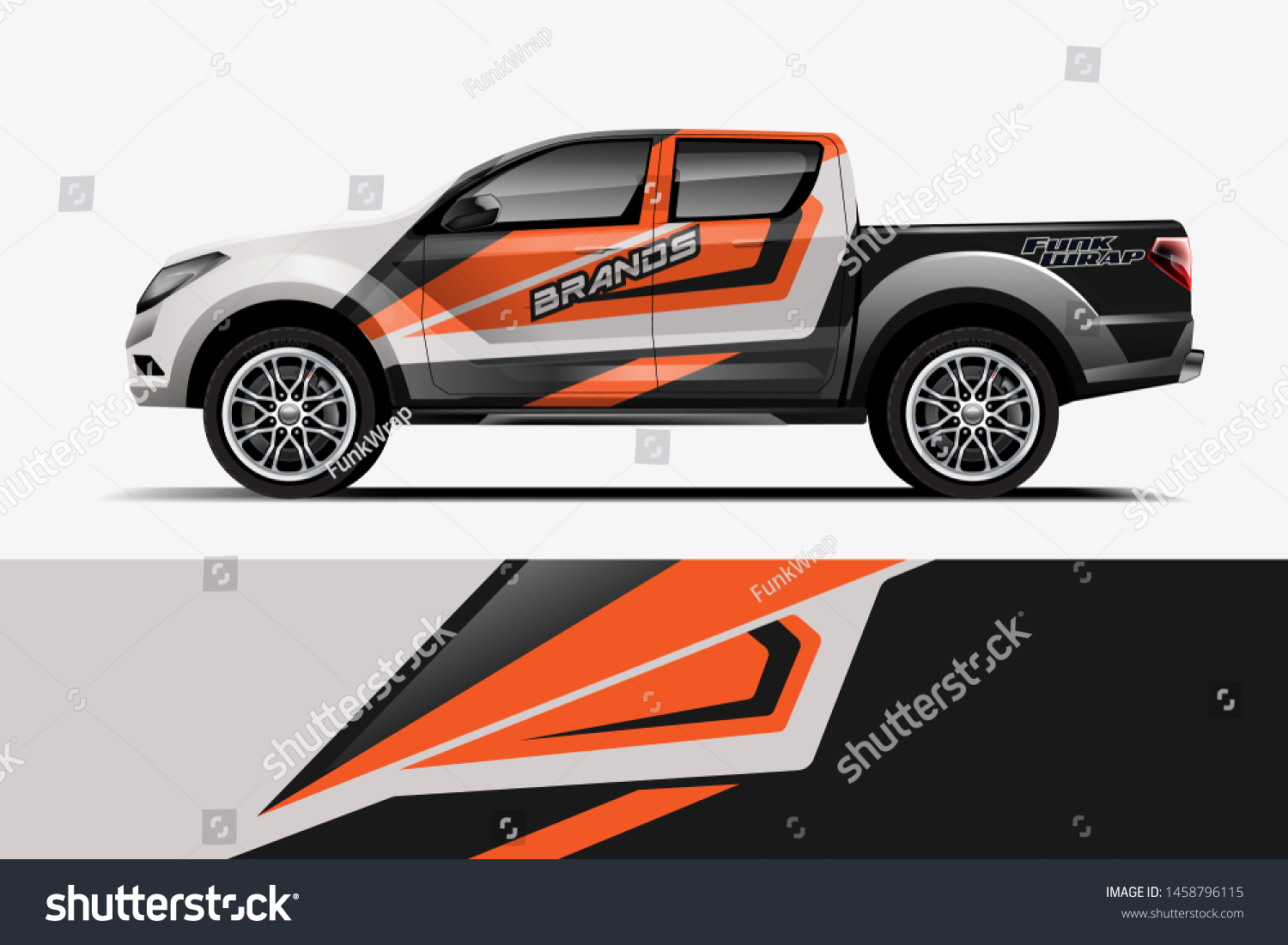 Truck wrap design vector. Graphic abstract stripe racing background kit designs for wrap vehicle, race car, rally, adventure and livery dekal