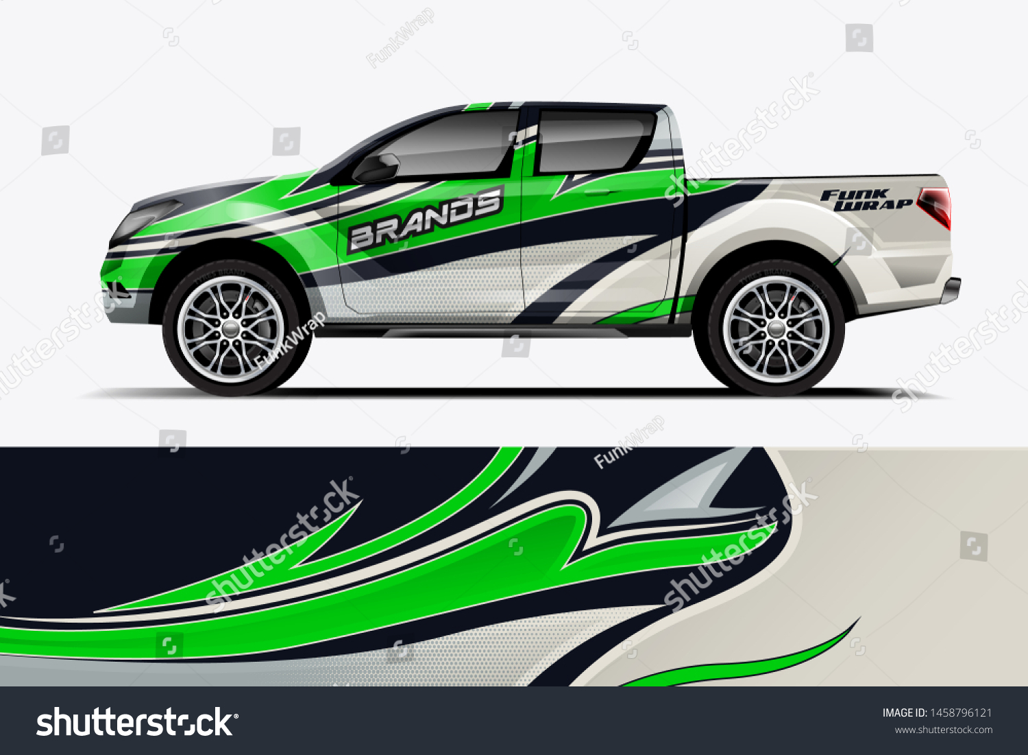 Truck wrap design vector. Graphic abstract stripe racing background kit designs for wrap vehicle, race car, rally, adventure and livery dekal