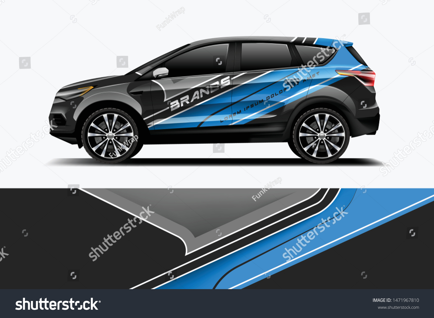 Company branding Car decal wrap design vector. Graphic abstract stripe racing background kit designs company car dekal