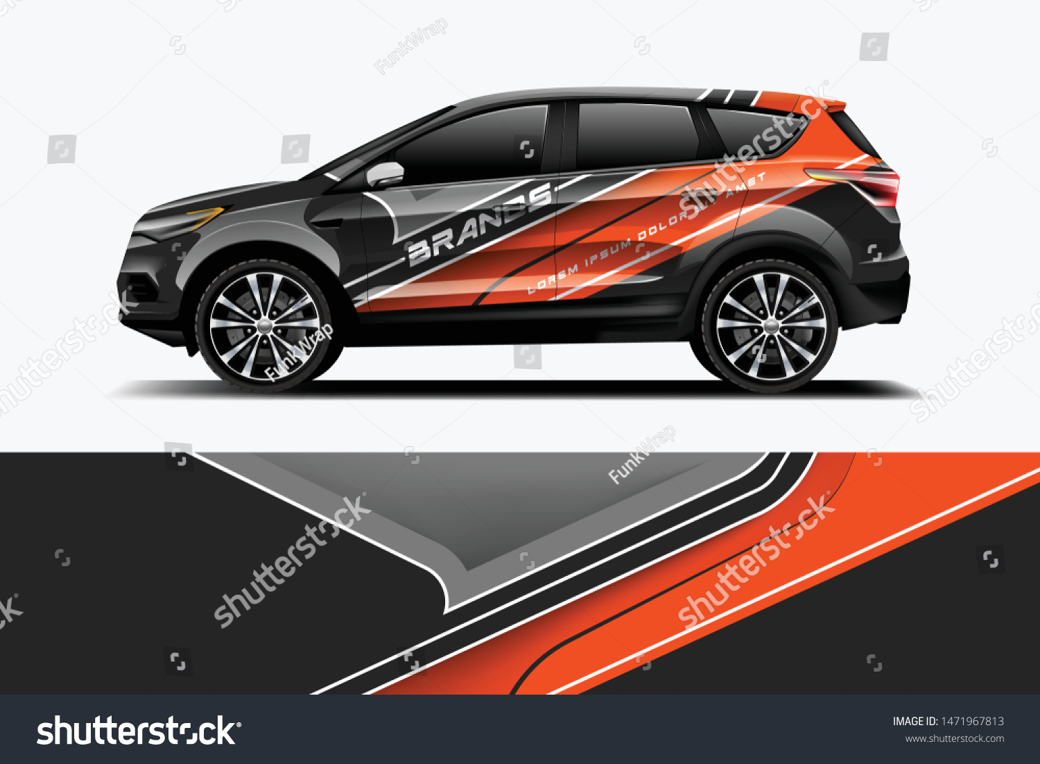 Company branding Car decal wrap design vector. Graphic abstract stripe racing background kit designs company car dekal