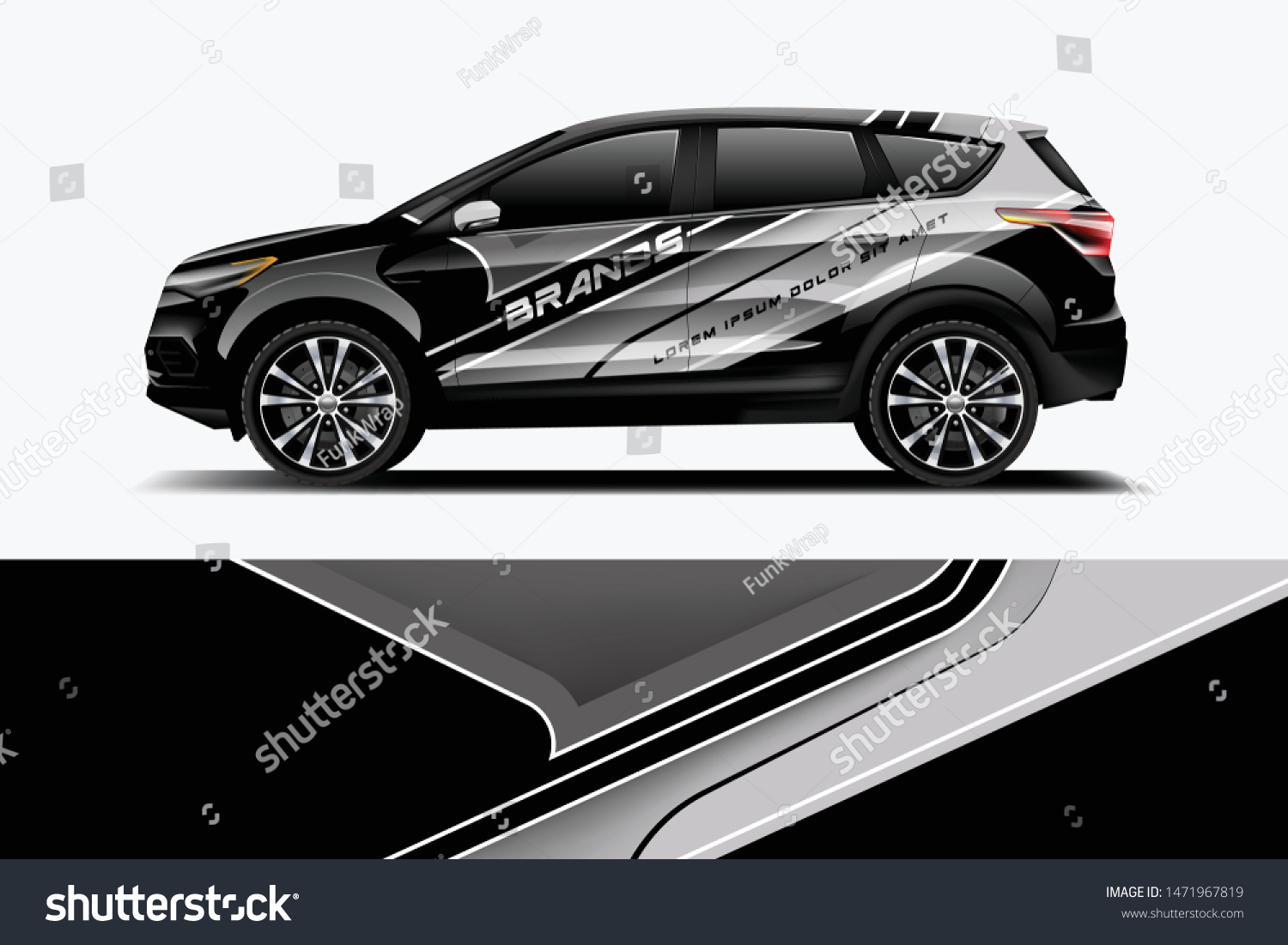 Company branding Car decal wrap design vector. Graphic abstract stripe racing background kit designs company car dekal