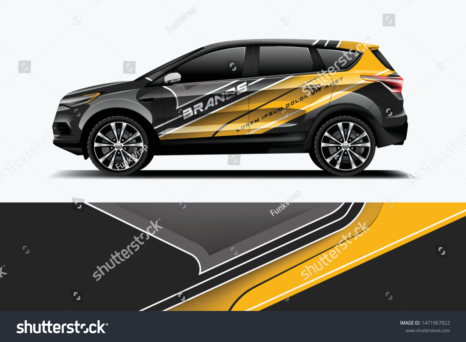 Company branding Car decal wrap design vector. Graphic abstract stripe racing background kit designs company car dekal