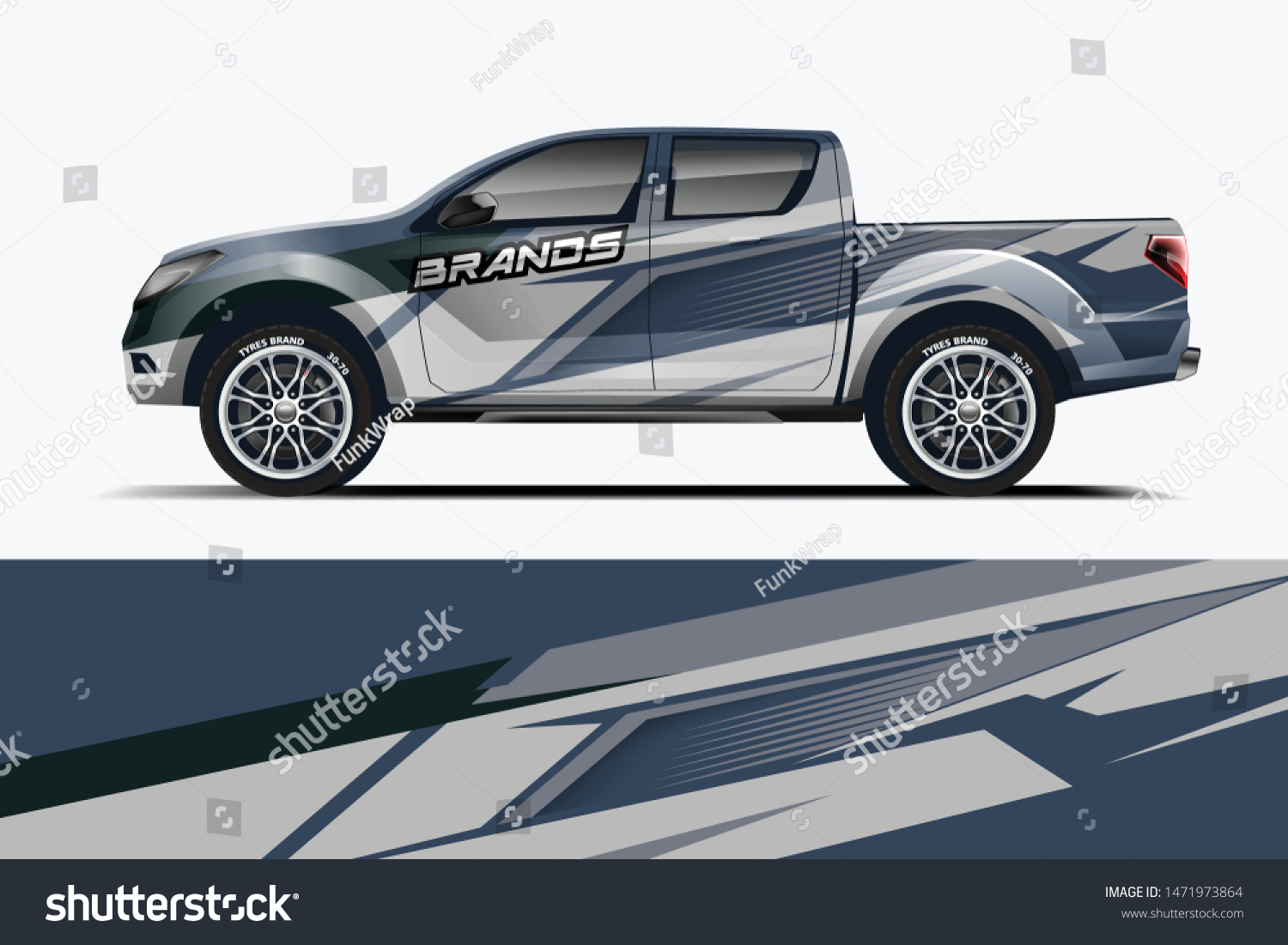 Truck decal wrap design vector. Graphic abstract stripe racing background kit designs for vehicle, race car, rally, adventure and livery - Vector dekal