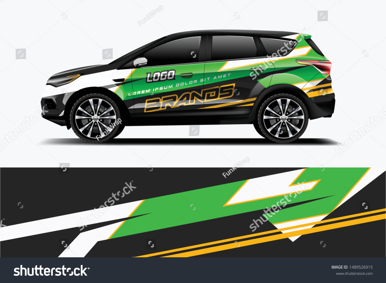 Company branding Car decal wrap design vector. Graphic abstract stripe racing background kit designs company car dekal