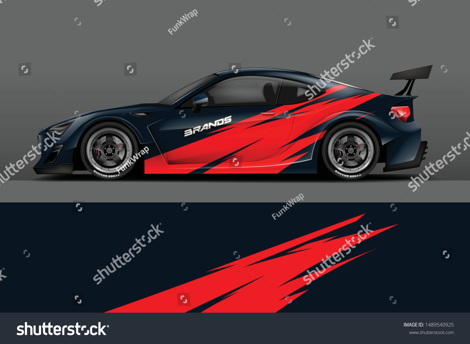 Car decal wrap design vector. Graphic abstract stripe racing background kit designs for vehicle, race car, rally, adventure and livery