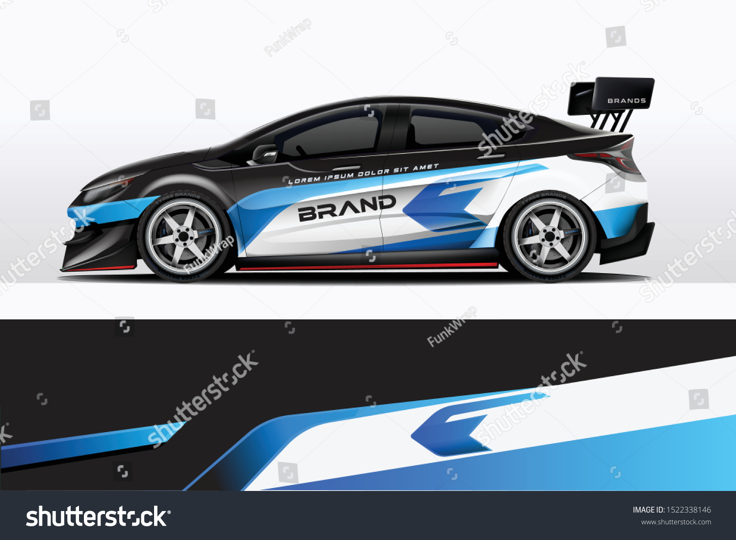Car decal wrap design vector. Graphic abstract stripe racing background kit designs for vehicle, race car, rally, adventure and livery