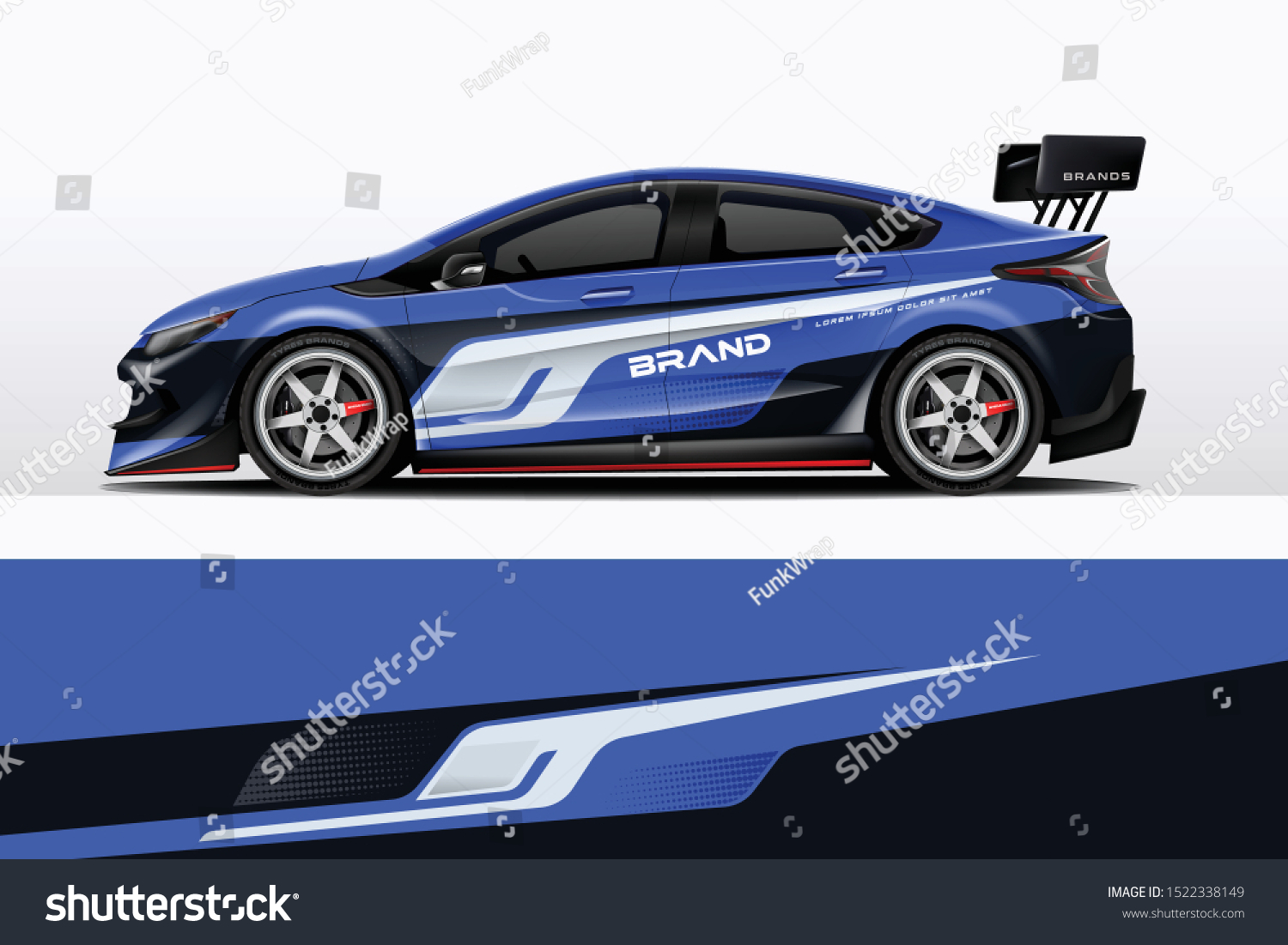 Car decal wrap design vector. Graphic abstract stripe racing background kit designs for vehicle, race car, rally, adventure and livery