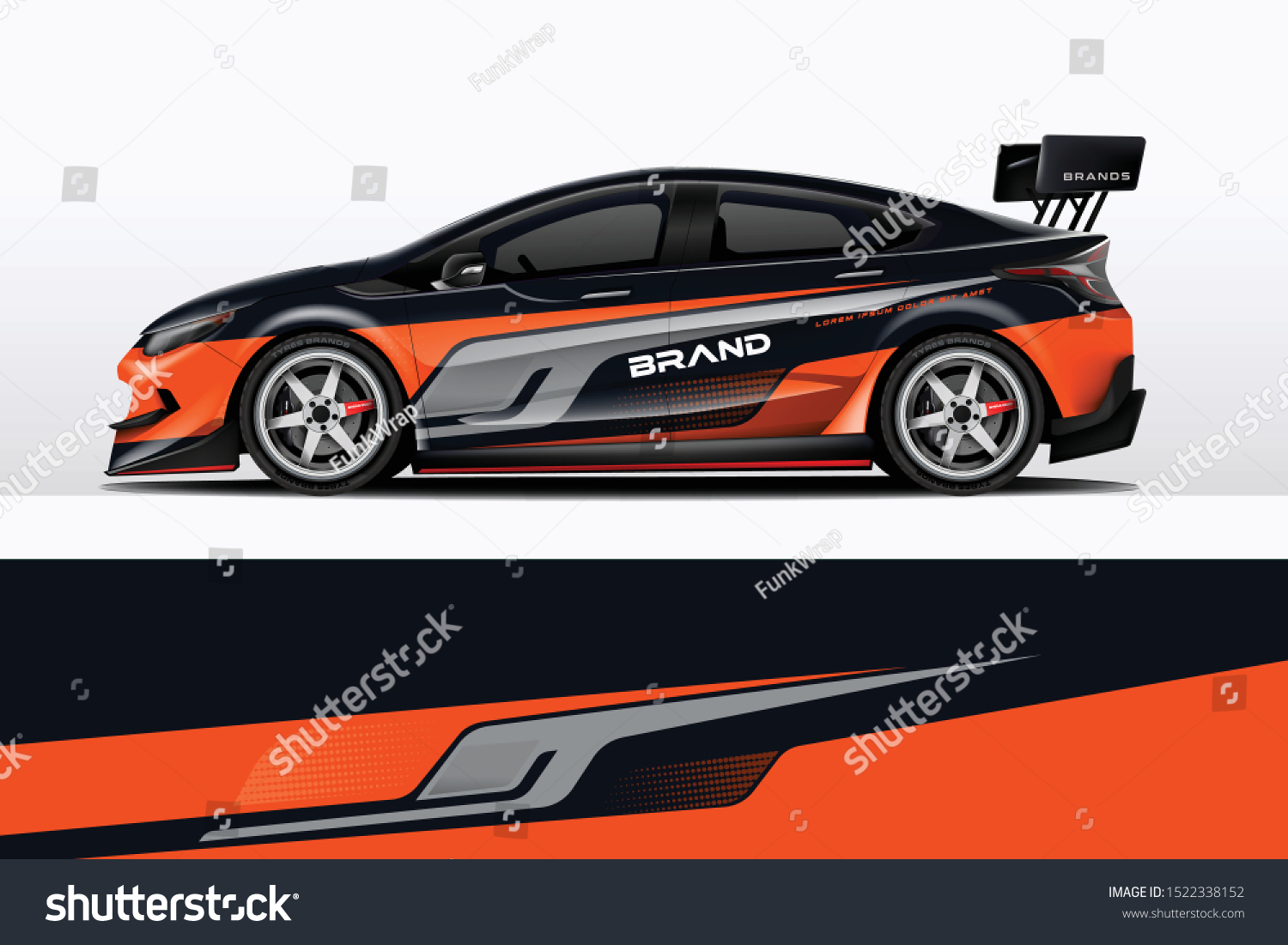 Car decal wrap design vector. Graphic abstract stripe racing background kit designs for vehicle, race car, rally, adventure and livery