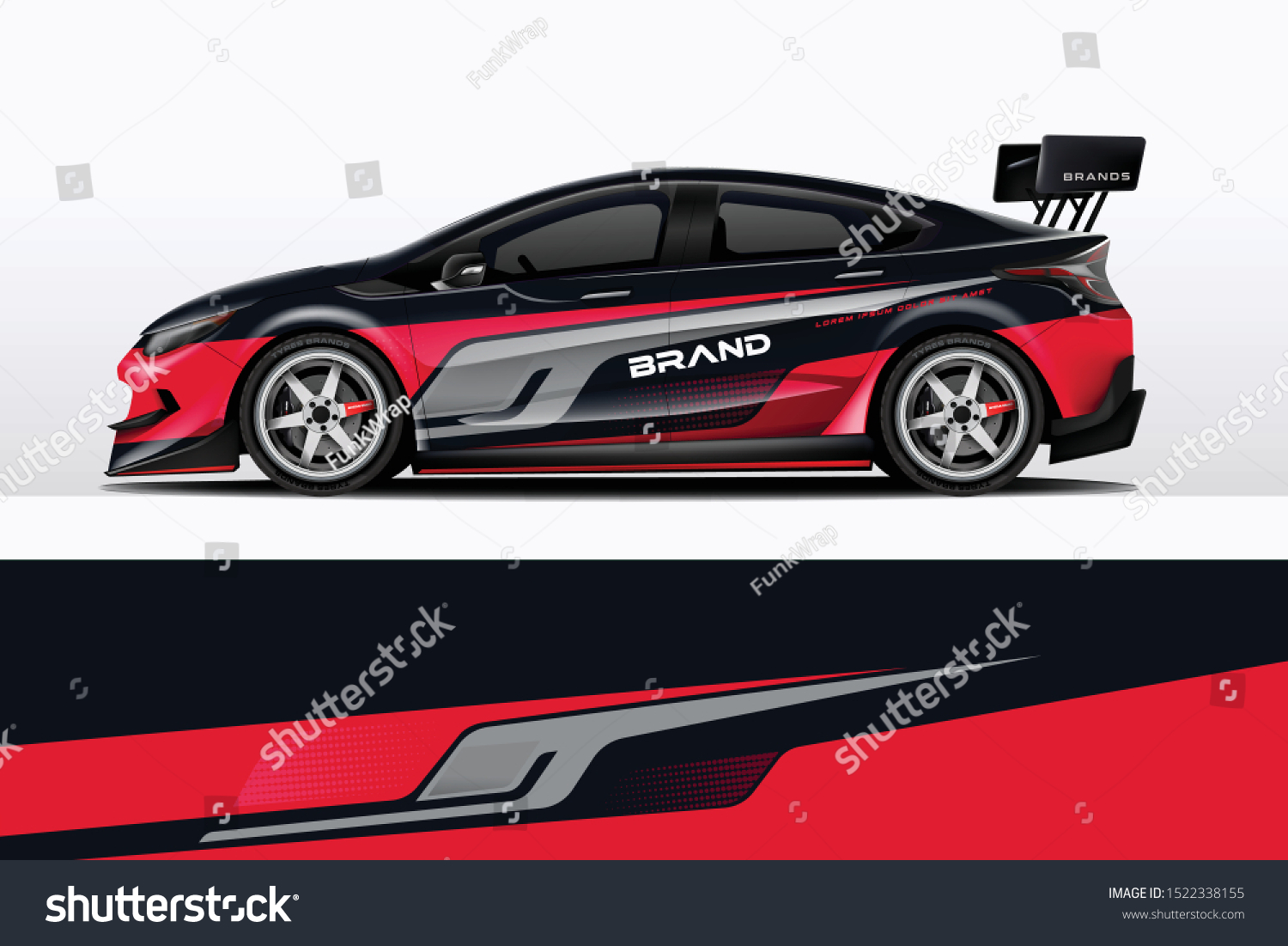 Car decal wrap design vector. Graphic abstract stripe racing background kit designs for vehicle, race car, rally, adventure and livery