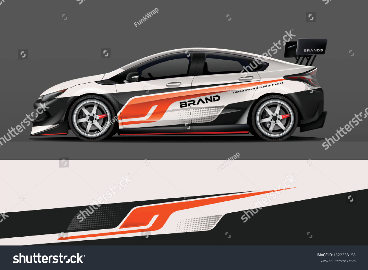 Car decal wrap design vector. Graphic abstract stripe racing background kit designs for vehicle, race car, rally, adventure and livery