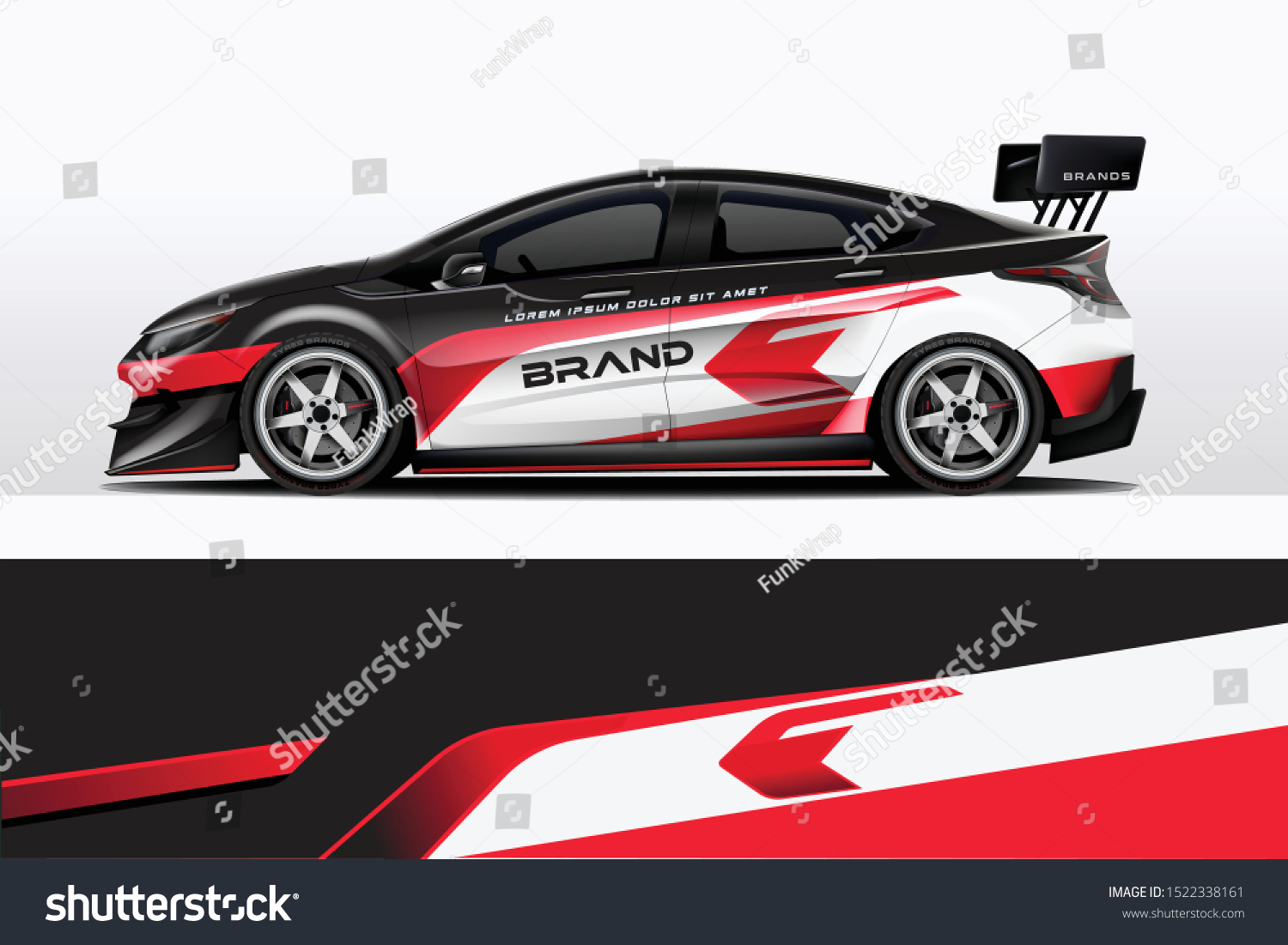 Car decal wrap design vector. Graphic abstract stripe racing background kit designs for vehicle, race car, rally, adventure and livery