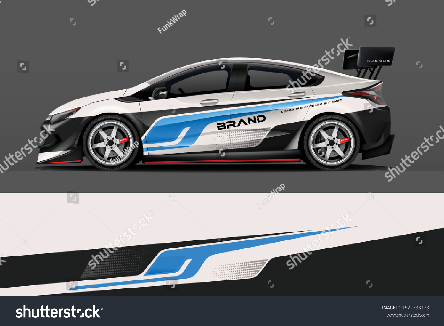Car decal wrap design vector. Graphic abstract stripe racing background kit designs for vehicle, race car, rally, adventure and livery