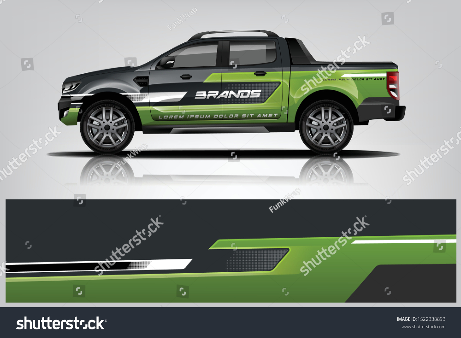 Truck decal wrap design vector. Graphic abstract stripe racing background kit designs for vehicle, race car, rally, adventure and livery - Vector