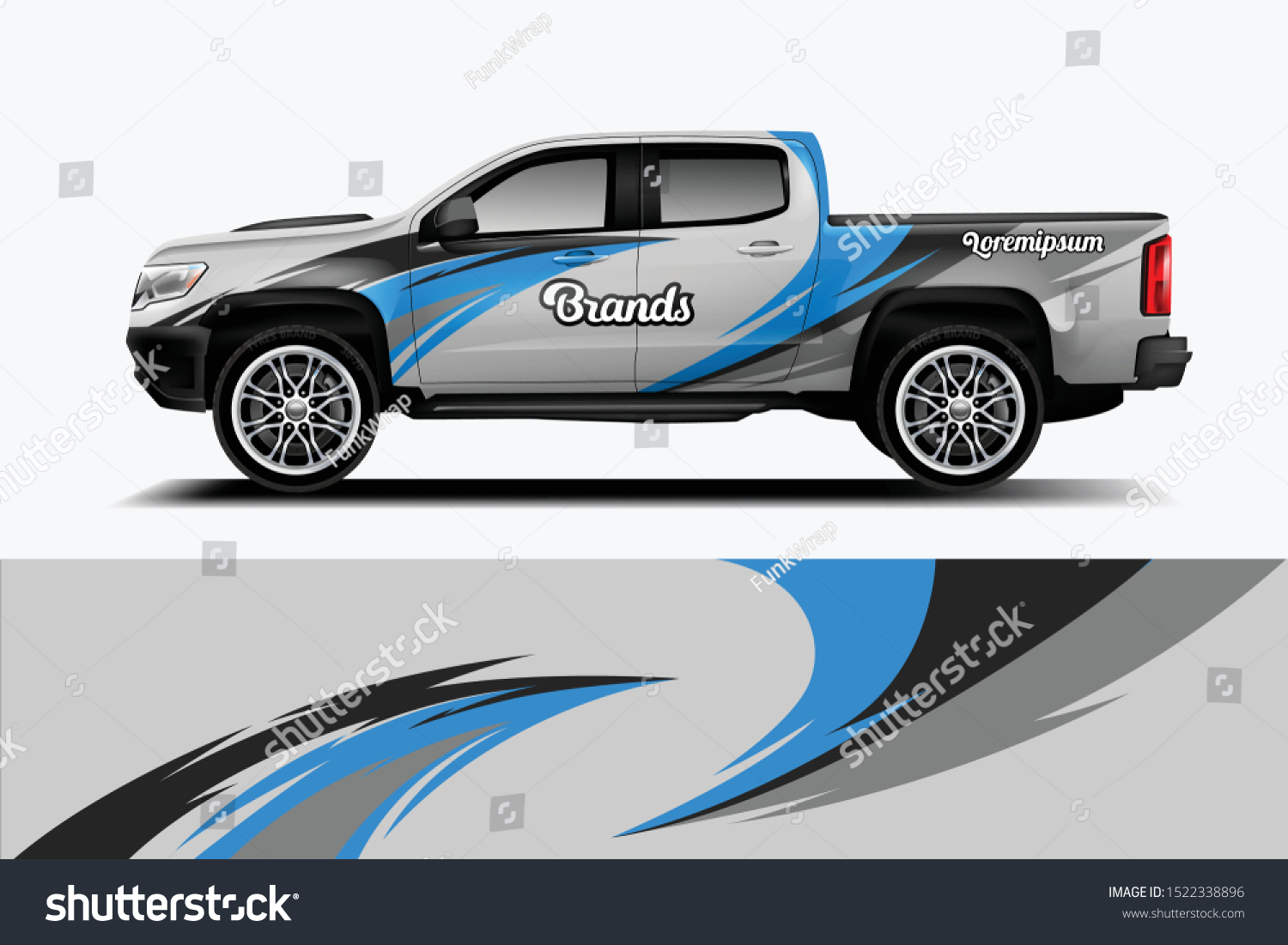 Truck decal wrap design vector. Graphic abstract stripe racing background kit designs for vehicle, race car, rally, adventure and livery - Vector