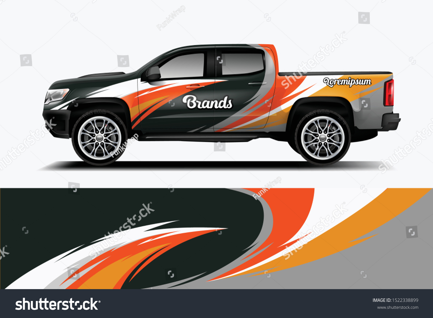Truck decal wrap design vector. Graphic abstract stripe racing background kit designs for vehicle, race car, rally, adventure and livery - Vector