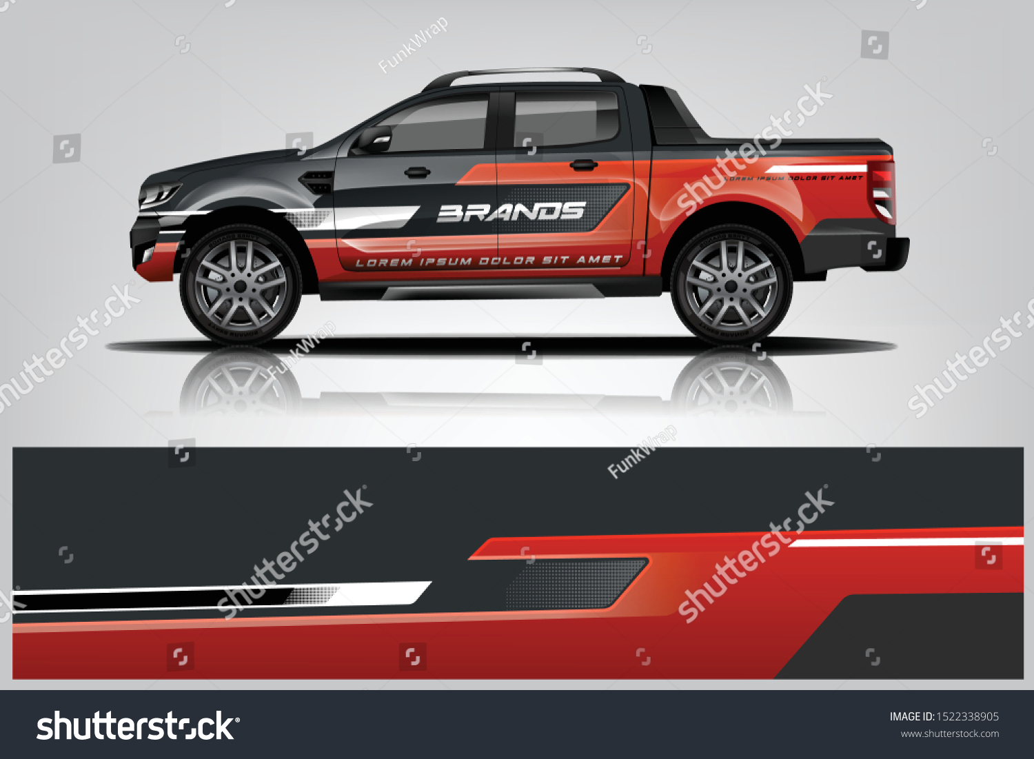Truck decal wrap design vector. Graphic abstract stripe racing background kit designs for vehicle, race car, rally, adventure and livery - Vector
