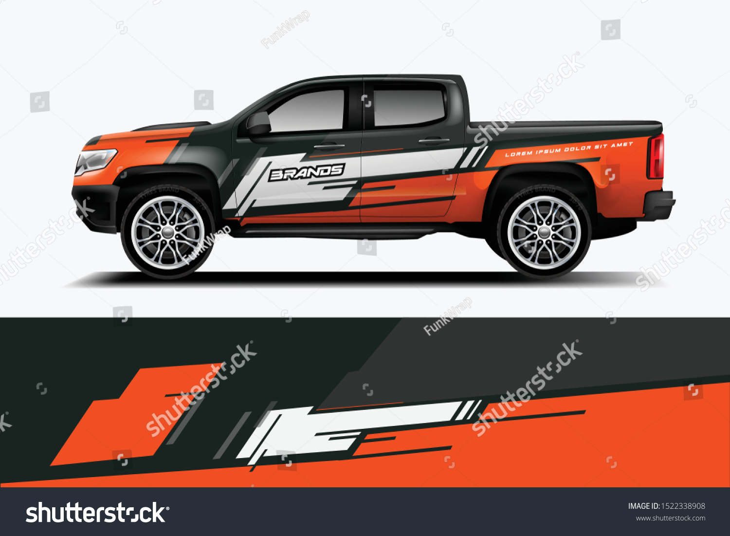 Truck decal wrap design vector. Graphic abstract stripe racing background kit designs for vehicle, race car, rally, adventure and livery - Vector