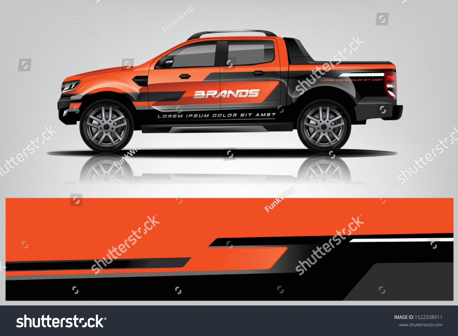 Truck decal wrap design vector. Graphic abstract stripe racing background kit designs for vehicle, race car, rally, adventure and livery - Vector