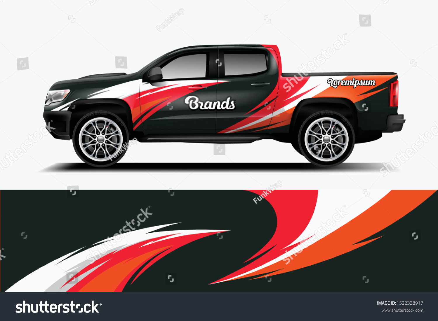 Truck decal wrap design vector. Graphic abstract stripe racing background kit designs for vehicle, race car, rally, adventure and livery - Vector