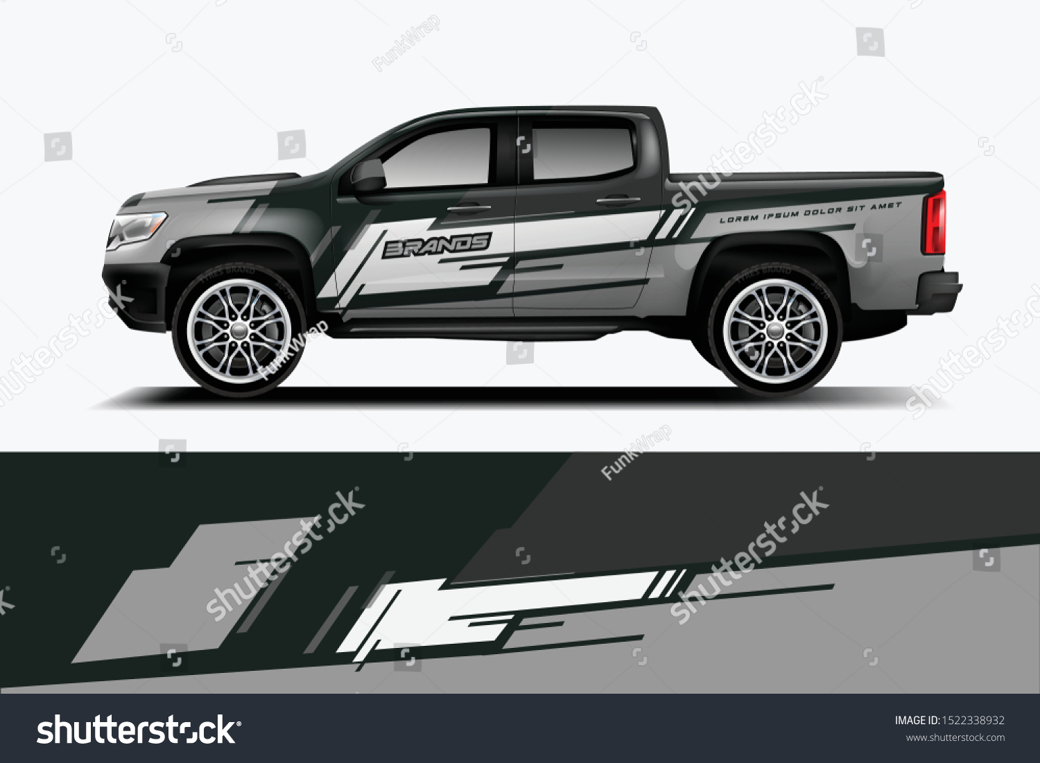 Truck decal wrap design vector. Graphic abstract stripe racing background kit designs for vehicle, race car, rally, adventure and livery - Vector